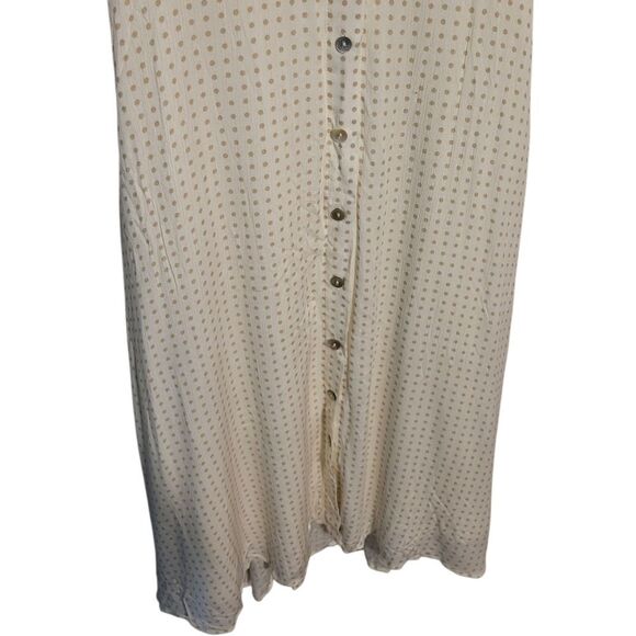 Bohme Ruffle Neck Polka Dot Flutter Sleeve Button Front Boho Midi Dress, L NEW - Picture 10 of 16